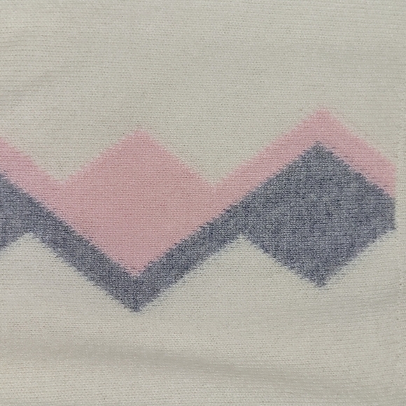 Burberry Vintage Lambswool V-Neck Cream Sweater Pink Grey Detail SIze XL - Picture 7 of 12